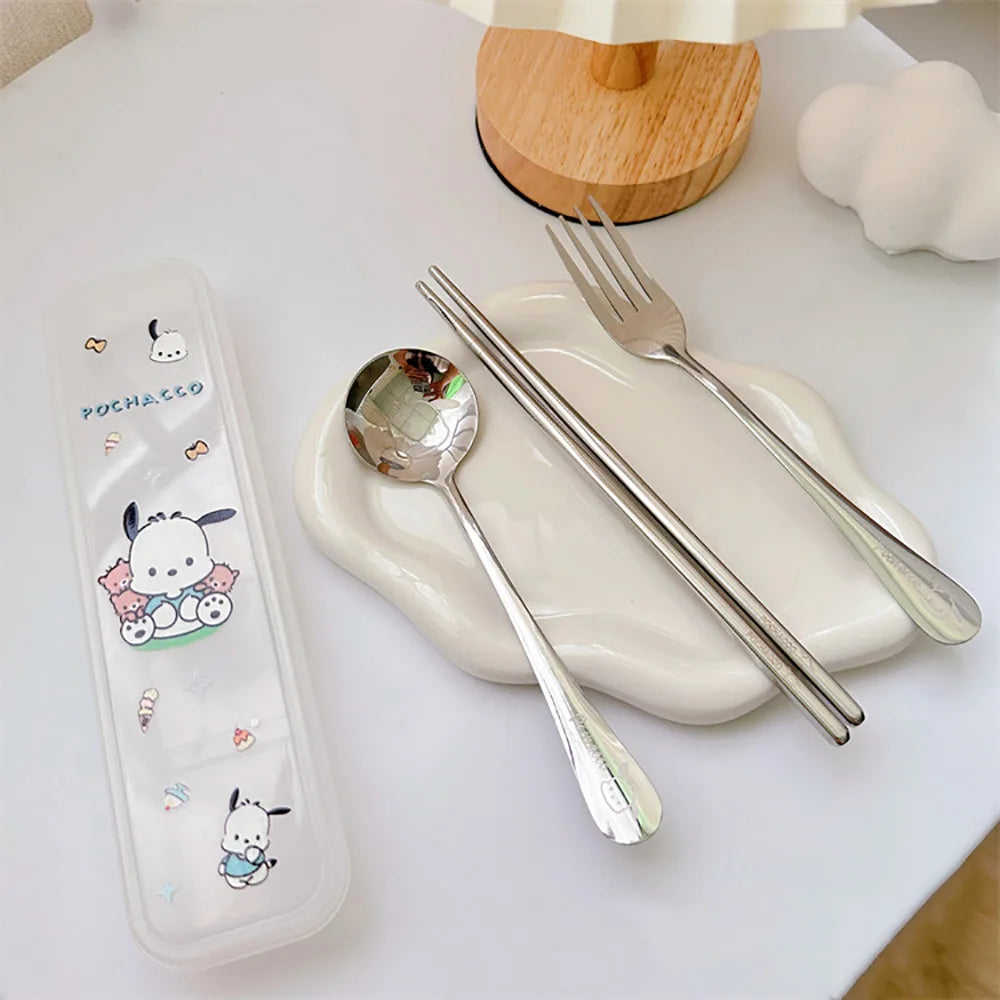 3 Piece Tableware Spoon Fork Chopstick Utensil