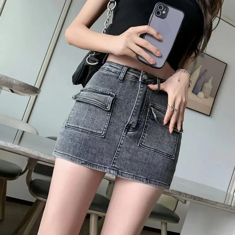 High Wiast Denim Mini Skirt Women Sexy Hot Girl Tight Bag Hip Skirts Female Slim Skirt