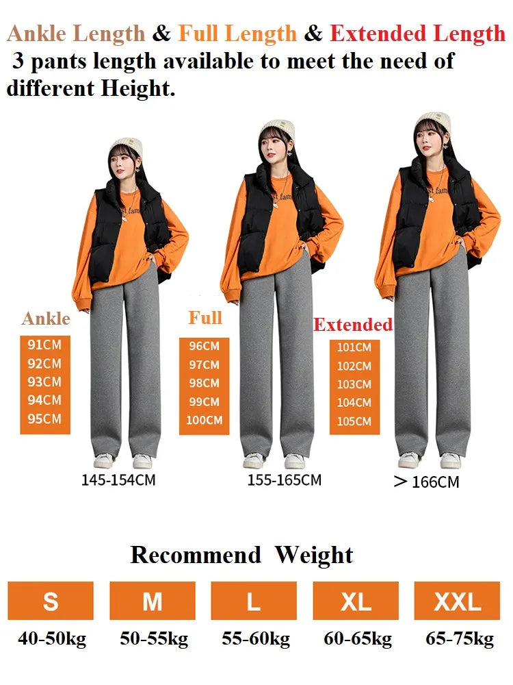 Women Warm Winter Plush Thick Pants Lambskin Cashmere Trousers High Waist Cotton Fleece