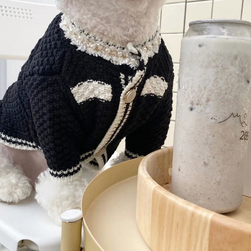 Pet Clothes Autumn Winter Medium Small Dog Knitted Sweater Luxury Designer Cardigan