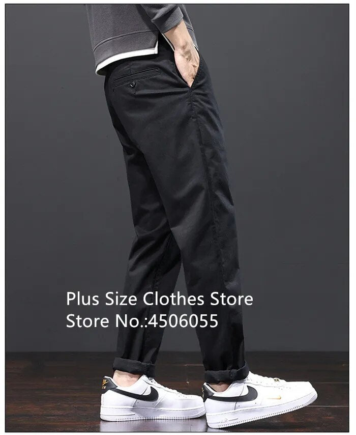 Stretched Casual Men Cotton Trousers Loose Plus Size 46 44 42 40 Suit Clothing