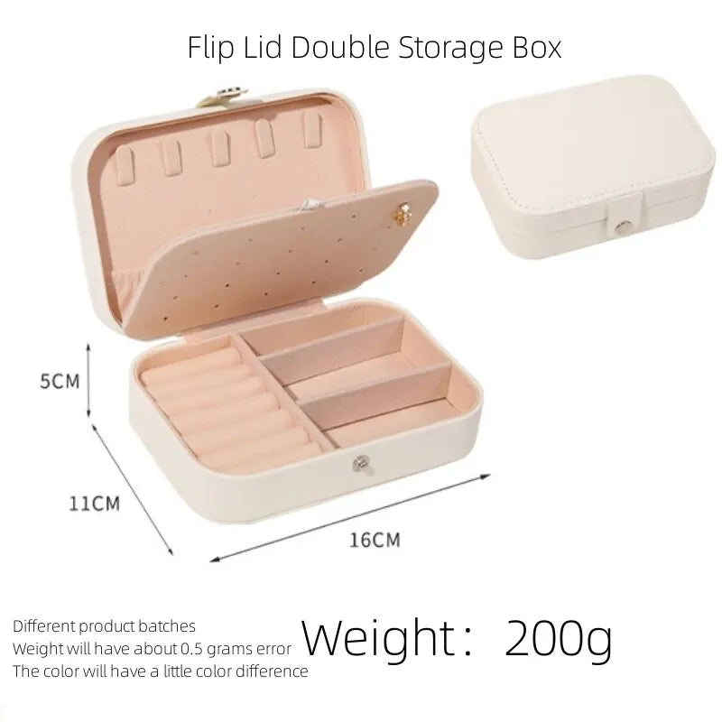 Double Storage Box Ring Earrings Organization Small Fine Bag Leather Double Box