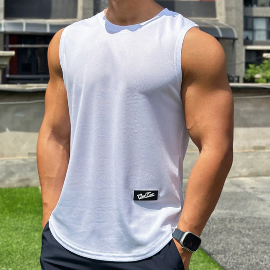 Men Gym Tank top Men Fitness Sleeveless Shirt Male Mesh Breathable Fitness Vest