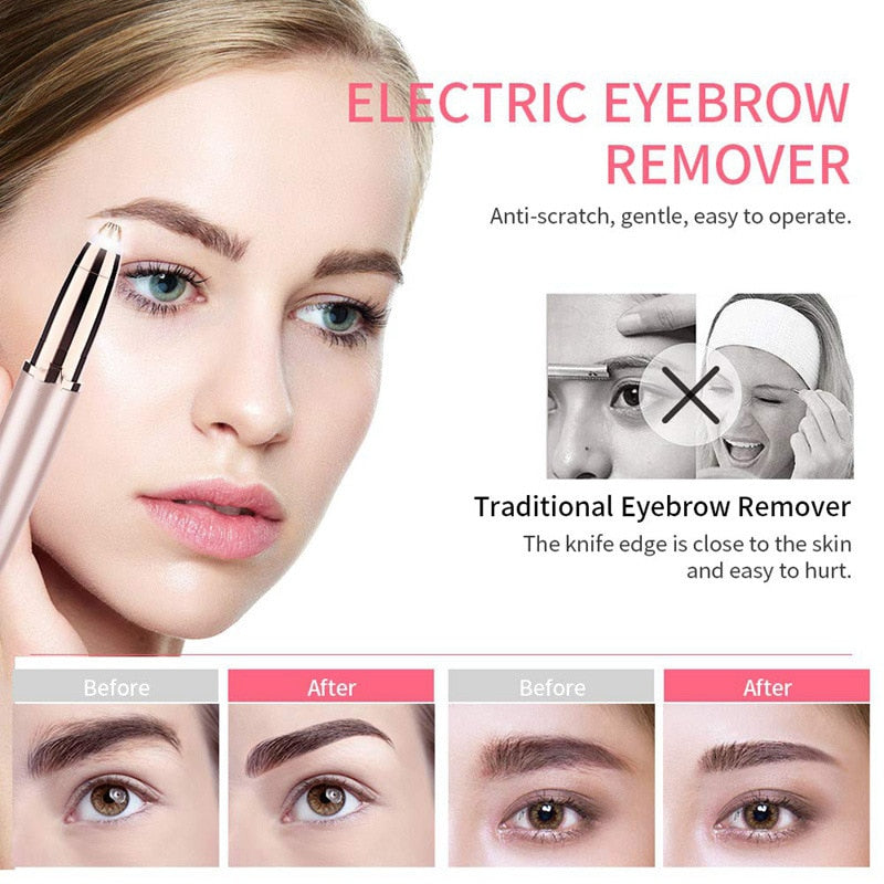 Electric Trimmer Women Eyebrow Pencil Automatic Hair Removal Beauty Battery Model