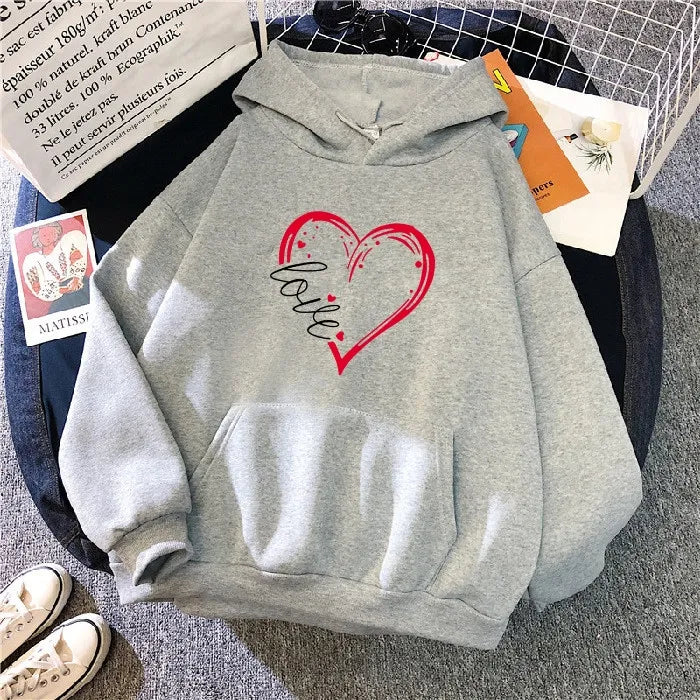 Letter print hooded sweater women's spring long-sleeved lazy style loose hooded top