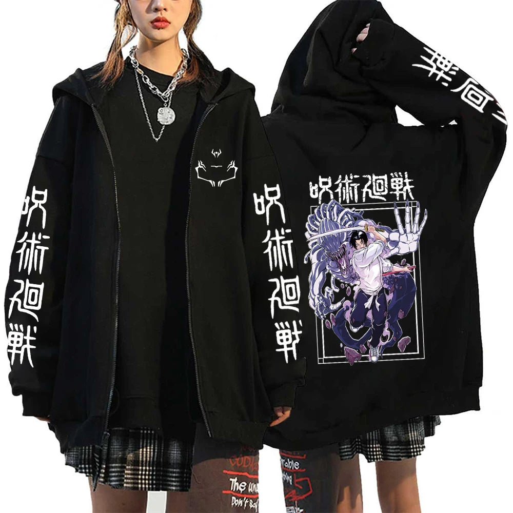 Zip Up Jacket Anime Plus Size Hoodie Streetwear Sweatshirts Unisex Casual Clothing