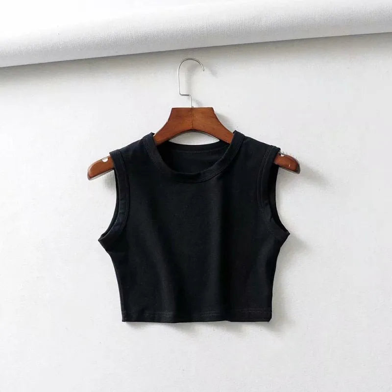 Vintage white crop tops women biker black sexy tank top