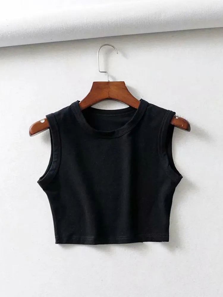 Vintage white crop tops women biker black sexy tank top