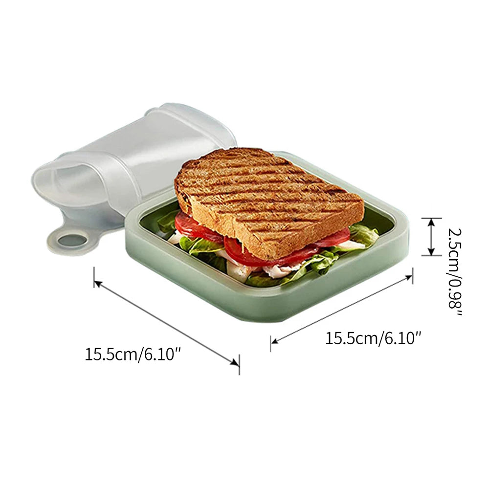 Portable Silicone Sandwich Toast Bento Box With Handle Food Container