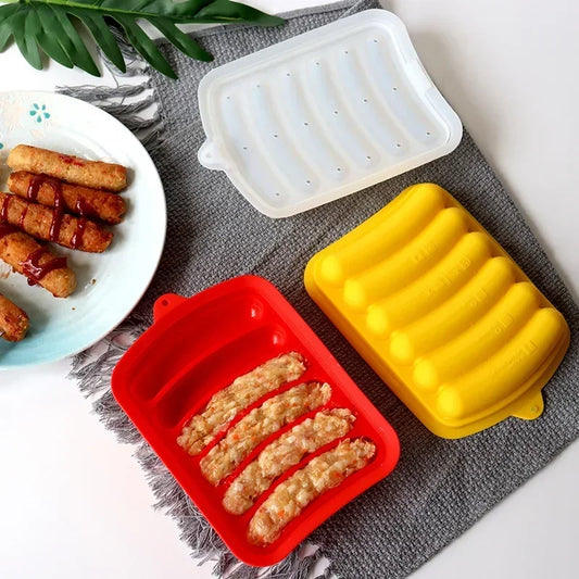 Food Silicone Sausage Mold 6 Cavity Homemade Ham Hot Dog Making Tray Kitchen Tools