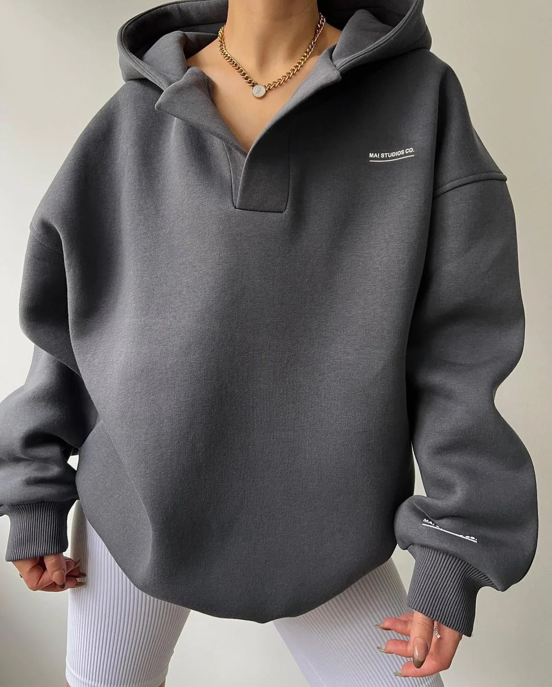 Solid Hooded Sweatshirts for Women Female Slim Fitting Plush Thickened Long Sleeve