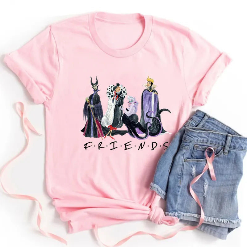 Funny Villains Graphic Print Women Tshirt Girl Tees Summer Short Sleeves T Shirts Female