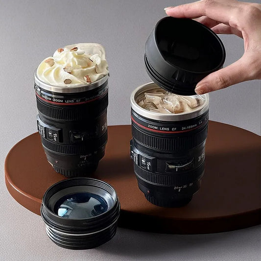 Lens Cup Camera Camera Lens Model Plastic Casual Cup with Lid Coffee Mug White Black Coffee Mugs