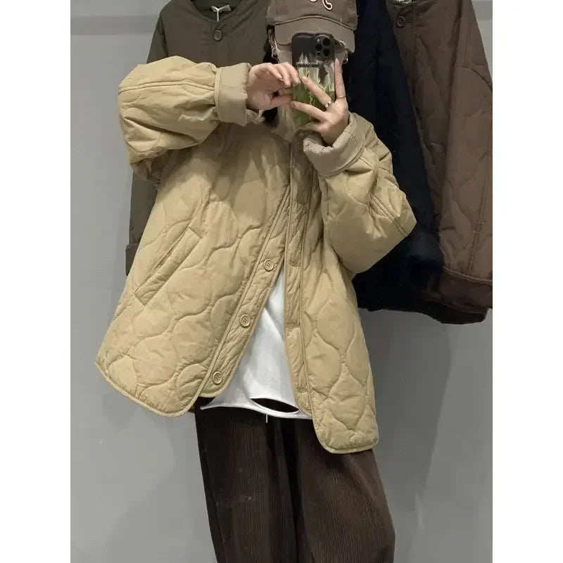 Vintage Winter Jacket Women Oversize Fashion Streetwear Warm Lightweight Padded Jackets