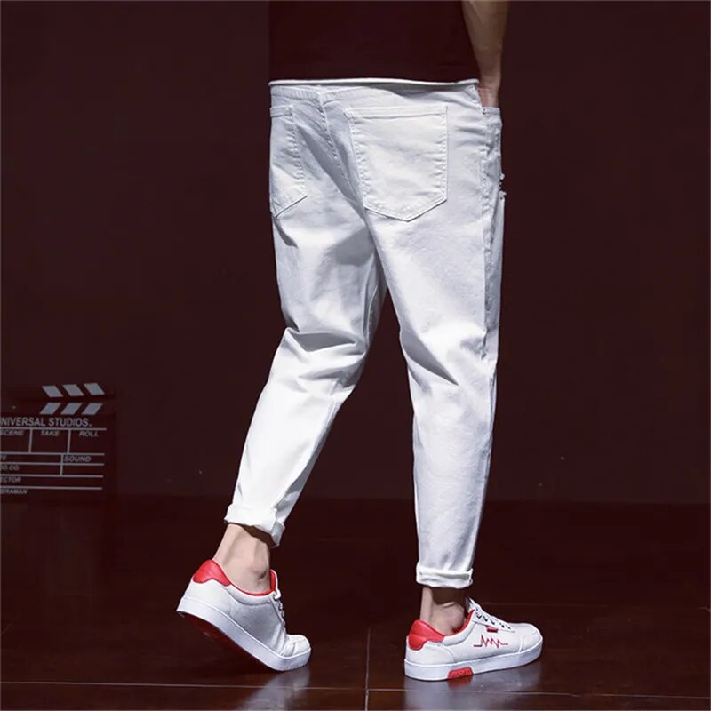 White Jeans Men Denim Black Pants Spring Summer Male Plus Size 38 40 42 Trousers