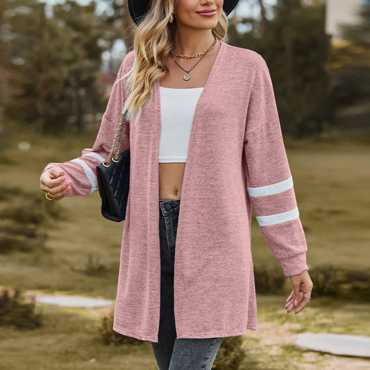 Women Sweater Autumn Woman Clothing Knit Cardigan Knitwears Khaki Pink Blue Black Long Sleeve Top