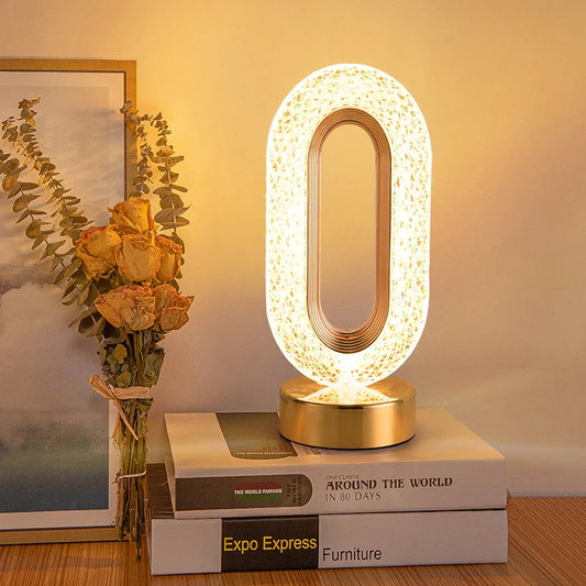 Crystal LED Table Lamp USB Charging Touch Switch Remote Control Bedside Light Desk Lamp