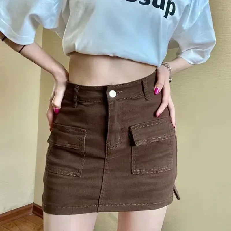 High Wiast Denim Mini Skirt Women Sexy Hot Girl Tight Bag Hip Skirts Female Slim Skirt