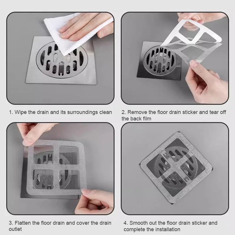 10-50Pcs Disposable Bathroom Floor Drain Sticker Shower Anti Blocking Hair filter Mesh