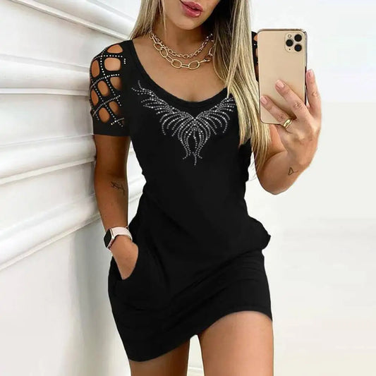 Sexy Club Hip Dress For Women Slim Fit Short Skirt Elegant Pullover Female Crop Midi Dresses