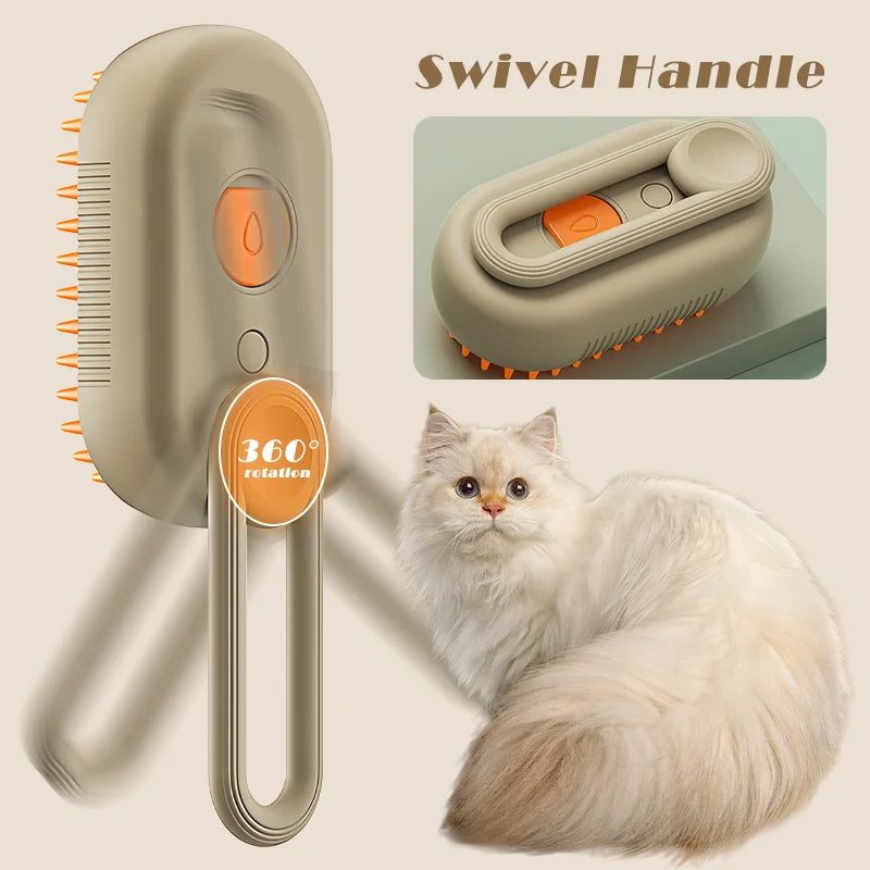 3-in-1 Dog Hair Brush Cat Hair Brush Electric Pet Cleaning Brush Steam Spray Brush