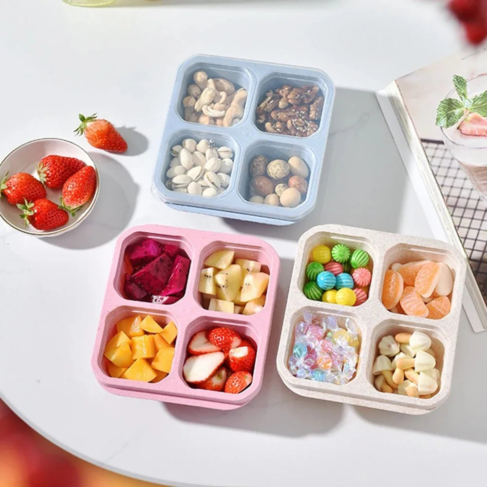 4 Grid Snack Containers Reusable Meal Prep Lunch Containers