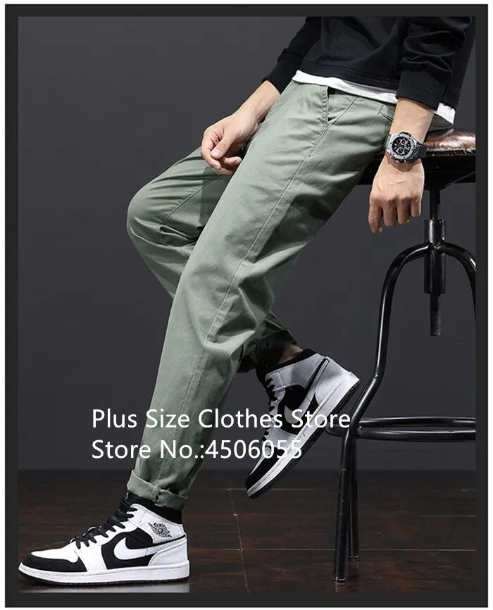 Stretched Casual Men Cotton Trousers Loose Plus Size 46 44 42 40 Suit Clothing