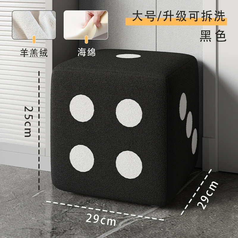 Living Room Dice Stool Wooden Makeup Home Foot Stool Bench Design Small Space Furniture