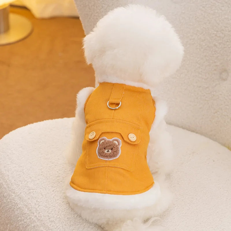 Cartoon Bear Thicker Jacket Coat Pet Clothes Cute Warm Small Dogs Clothing Autumn Winter