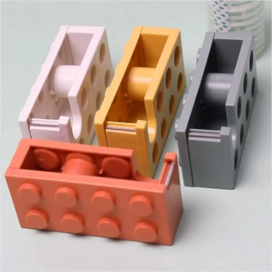 Creative Paper Tape Cutter Office Building Block Shaped Tape Holder Tape Storage Office Tools