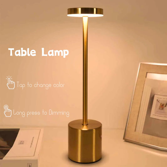 LED Rechargeable Touch Metal Table Lamp Three Colors Bedside Creative Light Bar