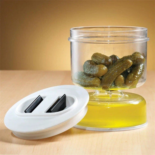 Pickles Jar Dry and Wet Dispenser Pickle and Olives Hourglass Jar Container