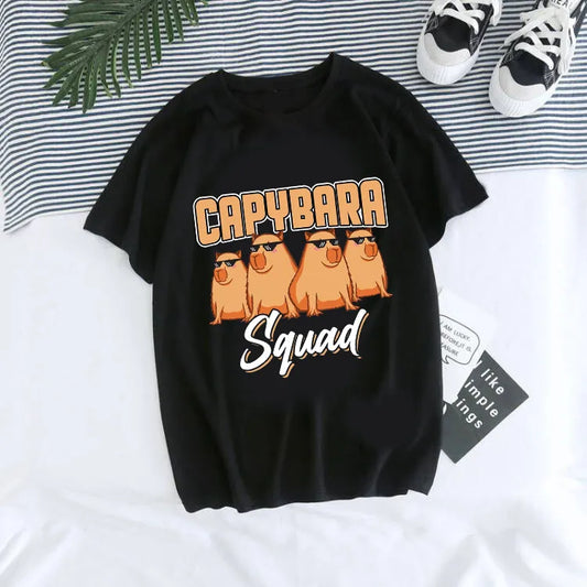 Capybara Print Woment-Shirts Fashion Clothing Short Sleeve Clothes Summer Female Tee Tshirt