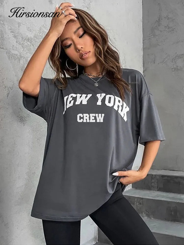 Oversized Letter Graphic T-shirt Women Summer Soft O-neck Short Sleeve Tees Female