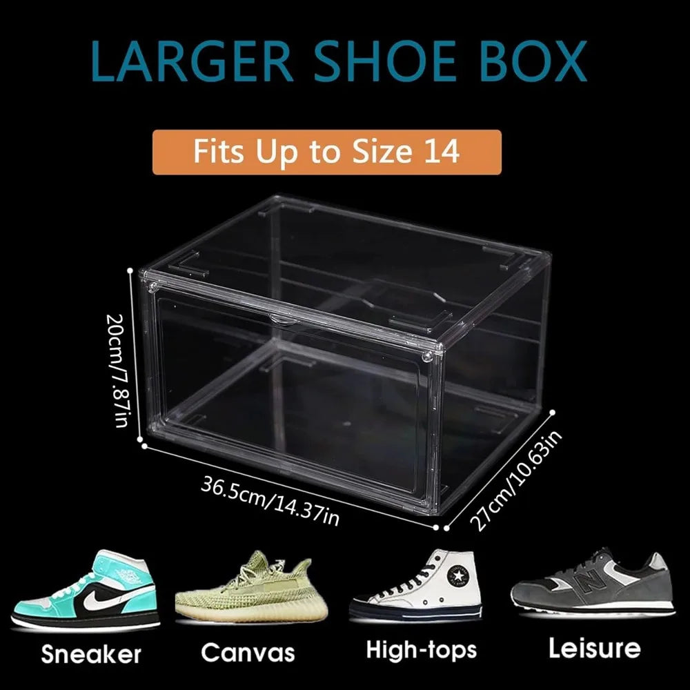 12 Pack Shoe Boxes Clear Acrylic Stackable Plastic Sneaker Box Container