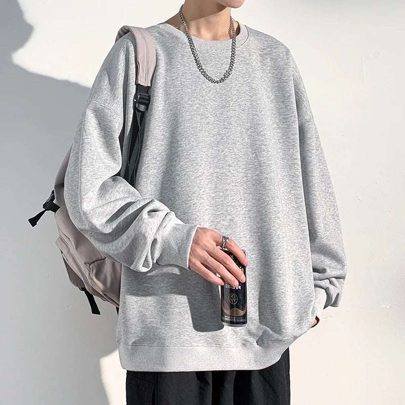 Large Size Men Sweatshirts Trendy Classic Pullovers Clothing Solid Casual Male Hoodies