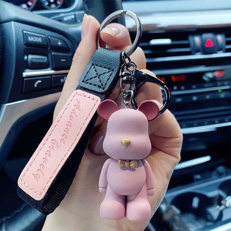 Cute Keychain Charm Tie The Bear Pendant For Bag Car KeyRing Mobile Phone