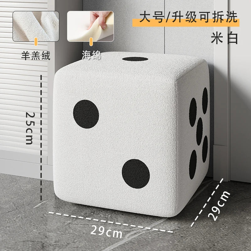 Living Room Dice Stool Wooden Makeup Home Foot Stool Bench Design Small Space Furniture