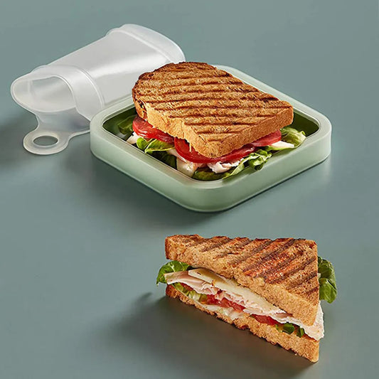 Portable Silicone Sandwich Toast Bento Box With Handle Food Container