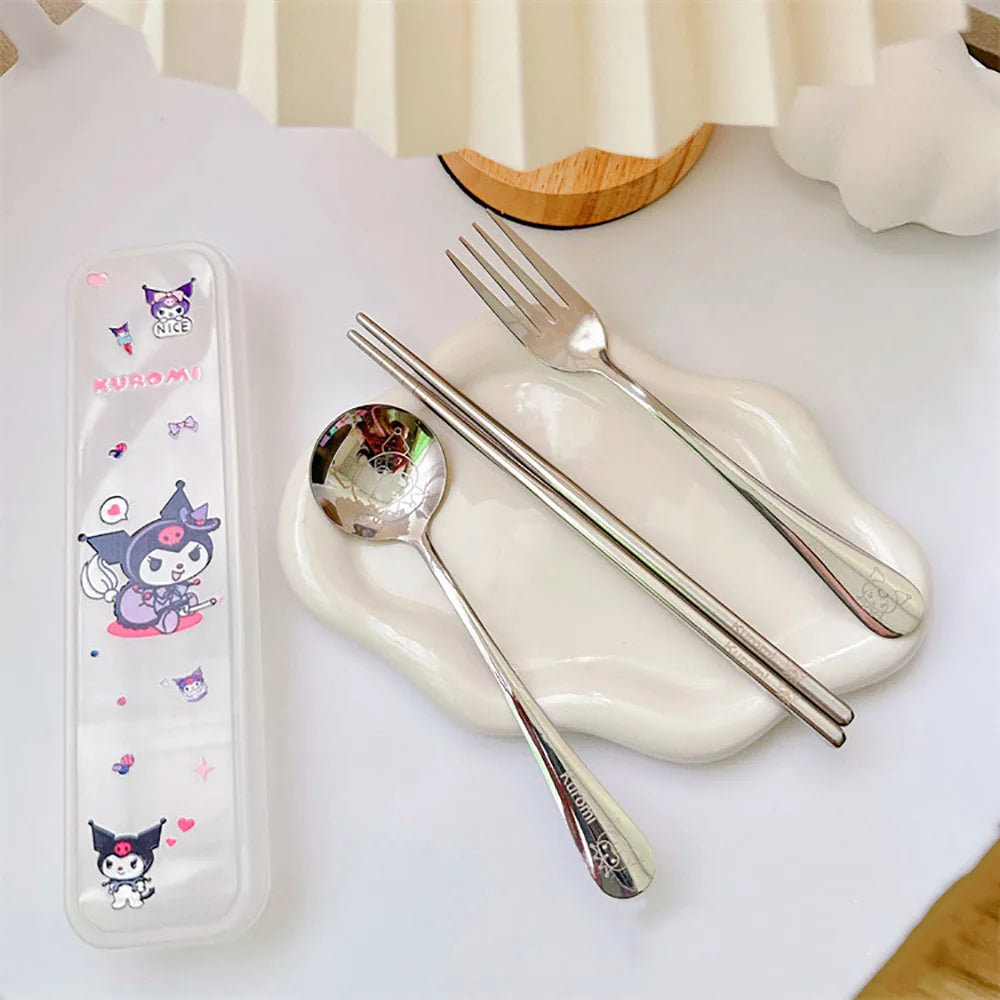 3 Piece Tableware Spoon Fork Chopstick Utensil