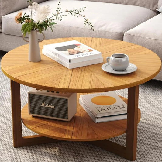 Coffee table round wood natural wood round solid wood center large round living room coffee table