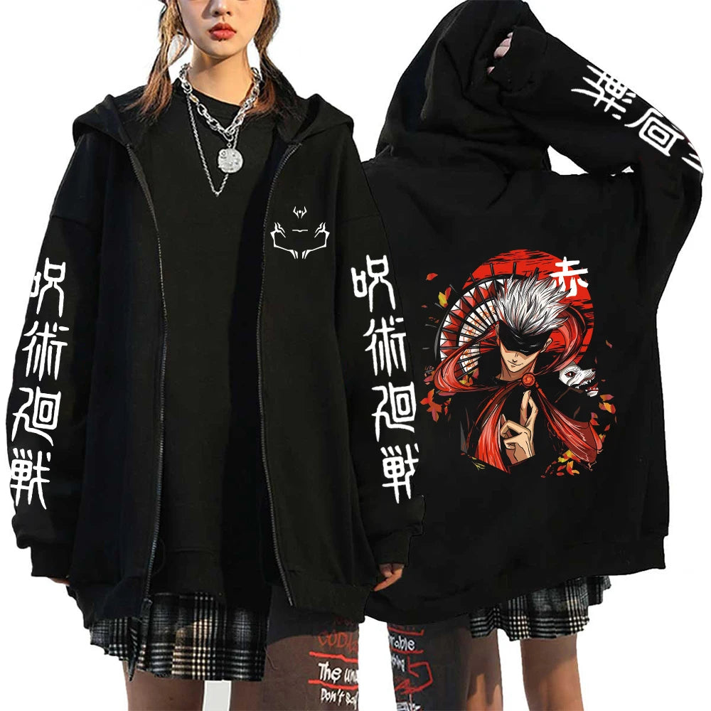 Zip Up Jacket Anime Plus Size Hoodie Streetwear Sweatshirts Unisex Casual Clothing