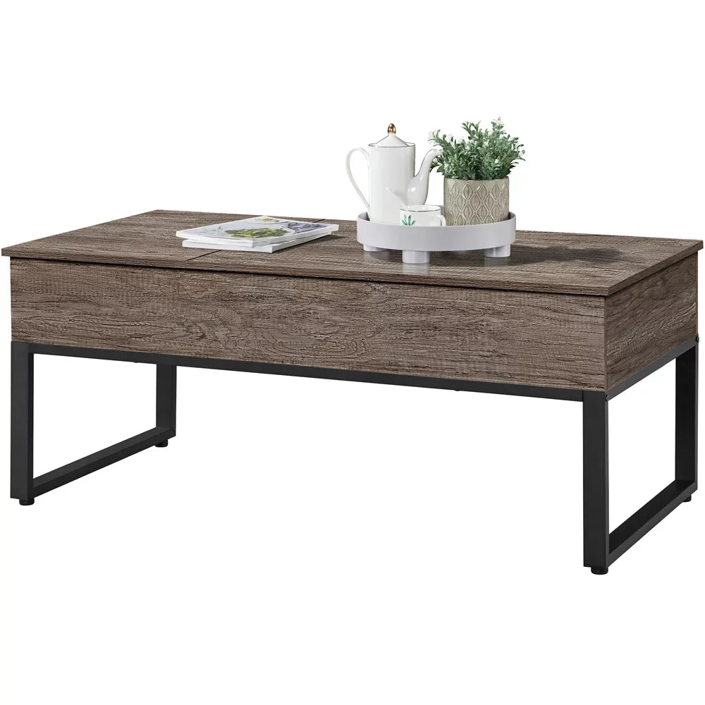 Lift Top Coffee Table with Hidden Storage Compartments, Wood