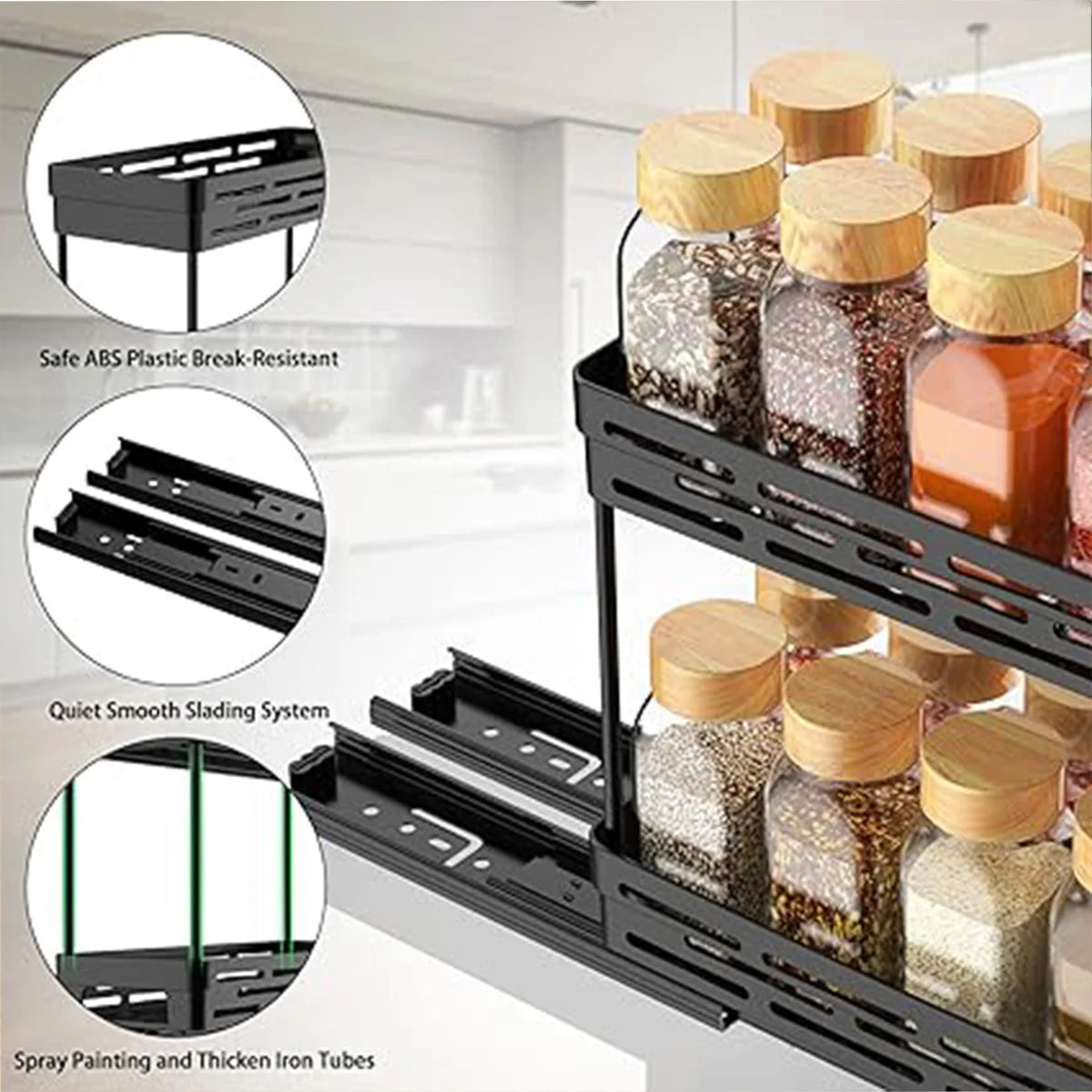 Double-layer Seasoning Jar Plastic Storage Rack Shelves Spice Jar Storage Organizer