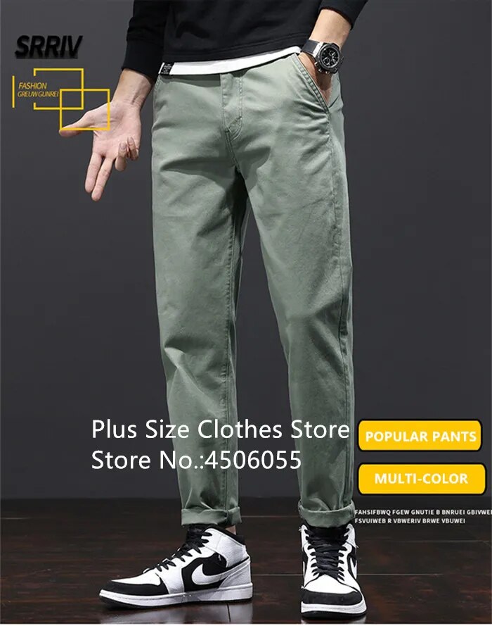 Stretched Casual Men Cotton Trousers Loose Plus Size 46 44 42 40 Suit Clothing