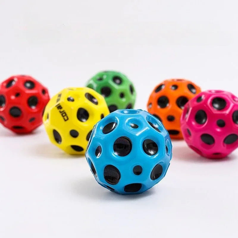 High Resilience Hole Ball Soft Bouncy Ball Anti-fall Moon Shape Bouncy Ball