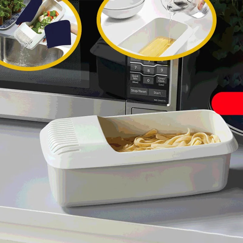 Microwave Noodles Pasta Cooker With Strainer Eco-Friendly Plastic