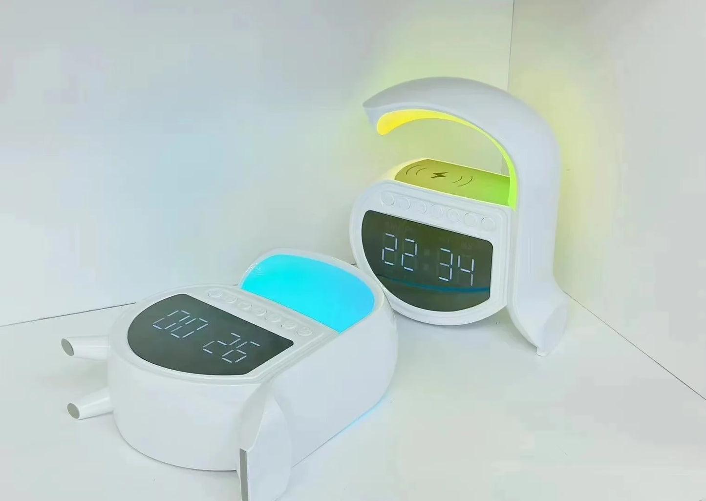 4-in-1 Music Bluetooth Speaker Electric Home Decor Wireless Charger Alarm Clock Speaker