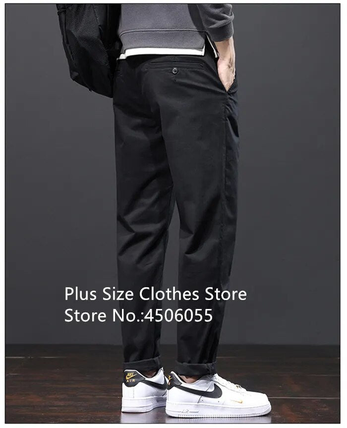 Stretched Casual Men Cotton Trousers Loose Plus Size 46 44 42 40 Suit Clothing