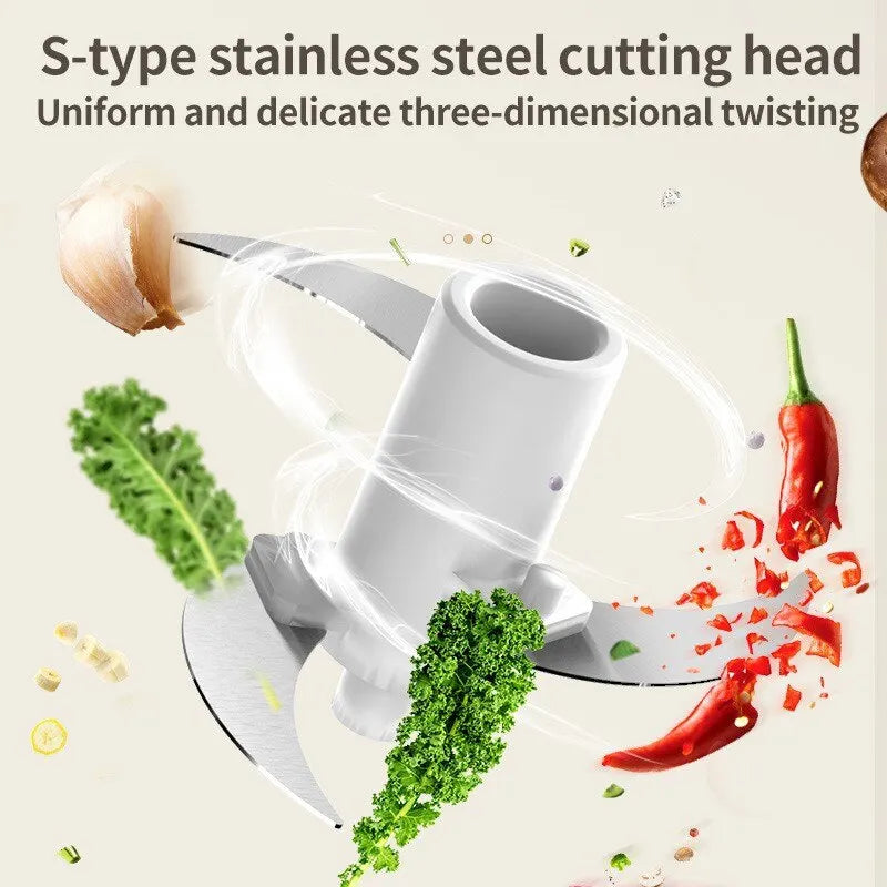 Mini Wireless Electric Garlic Press 350ml Kitchen Food Shredder USB Charging Meat Grinder